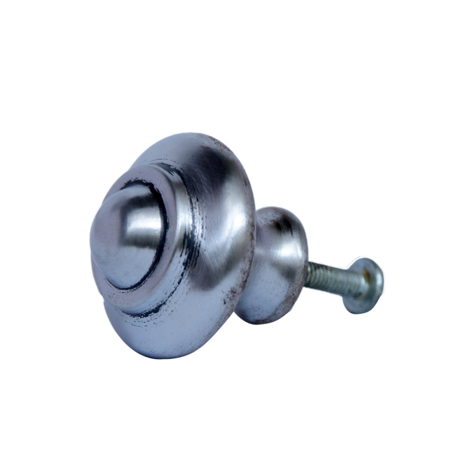 Solid round door knob set in polished brass